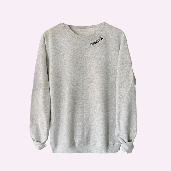 PAW STITCH ♡ gray custom embroidered sweatshirt with paw print