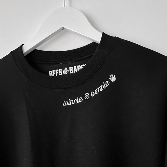 PAW STITCH ♡ black custom embroidered sweatshirt with paw print