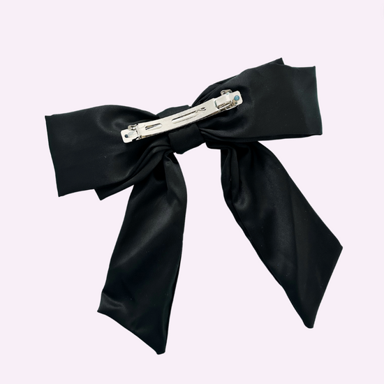 SATIN BOW ♡ black personalizable clip in bow