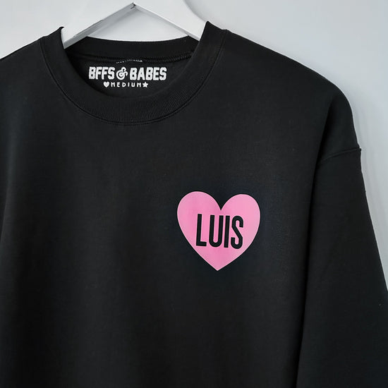 HEART U MOST ♡ black sweatshirt with pink heart