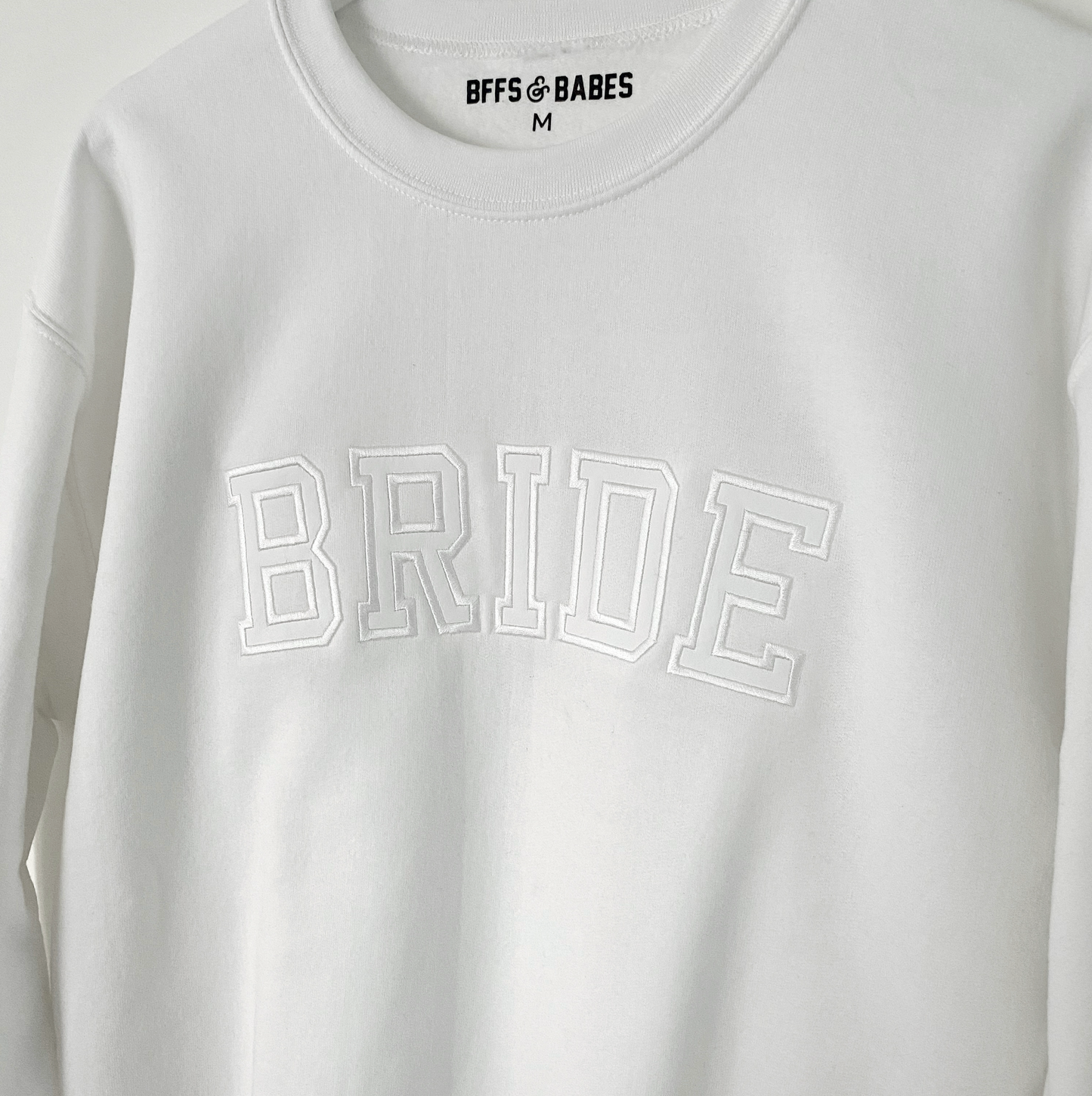 BRIDE ♡ white adult embroidered sweatshirt