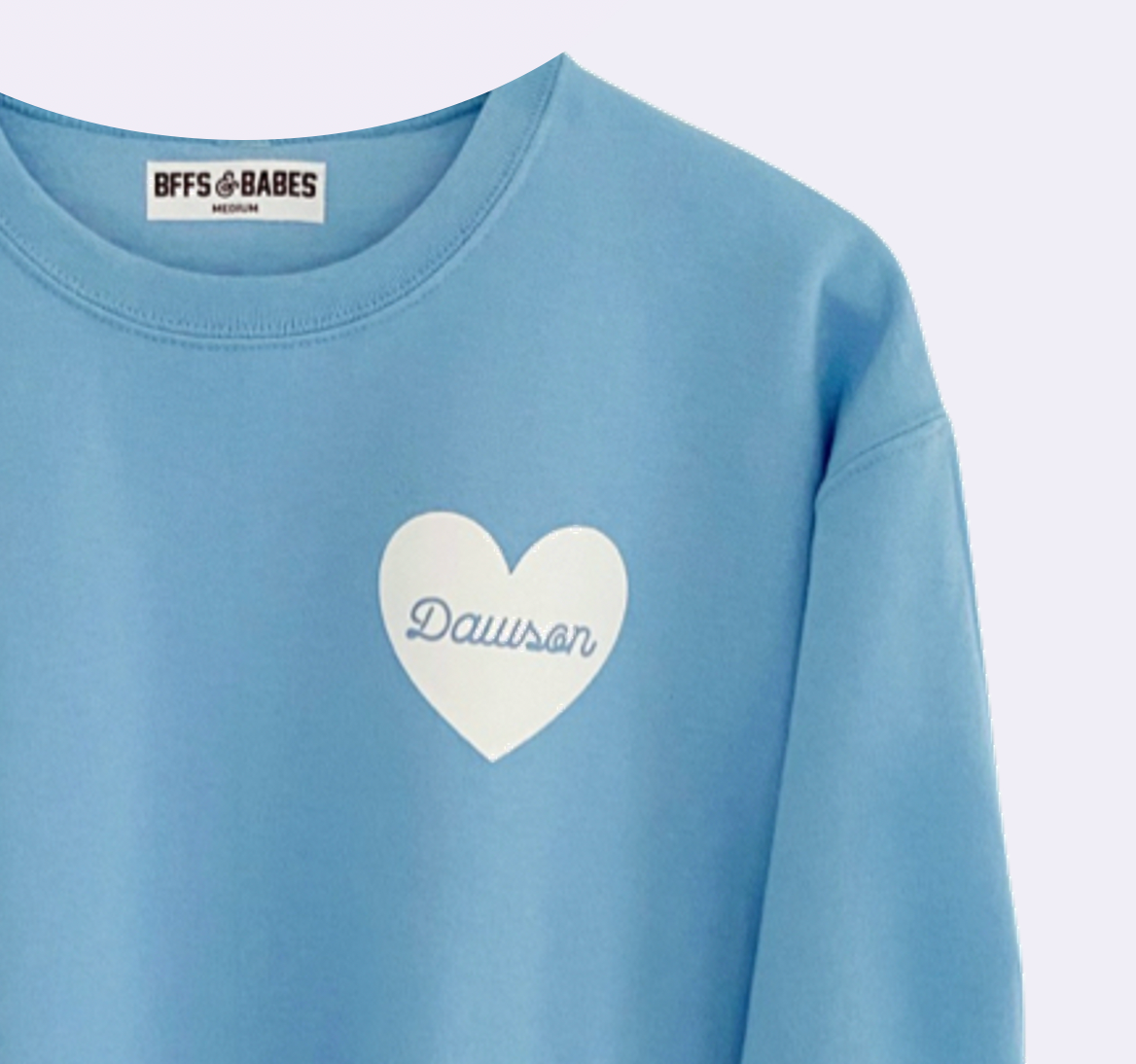 HEART U MOST ♡ light blue personalizable script heart sweatshirt