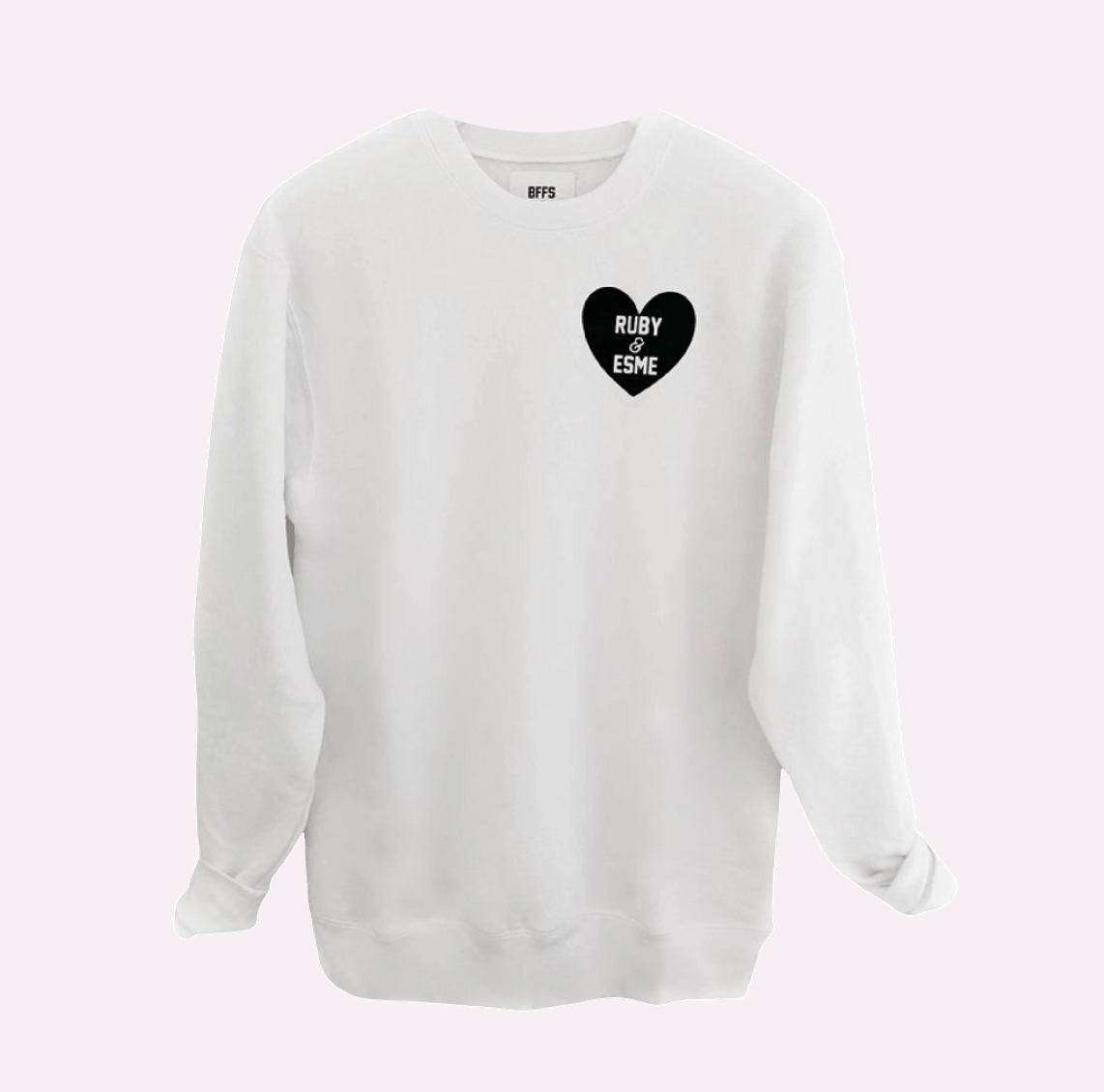 HEART U MOST ♡ white adult sweatshirt with black heart