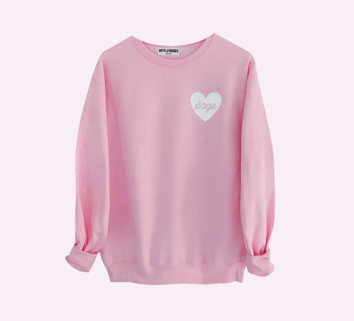HEART U MOST light pink personalizable script heart sweatshirt