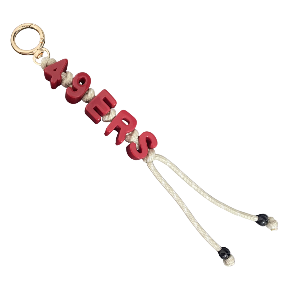 Keychain with '49ers' letters on a white background