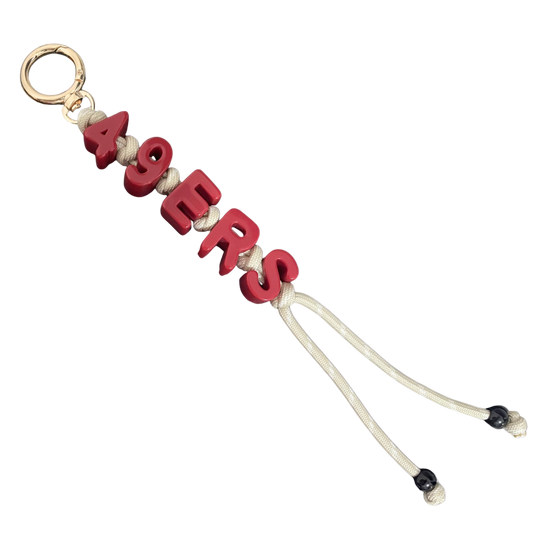 Keychain with '49ers' letters on a white background