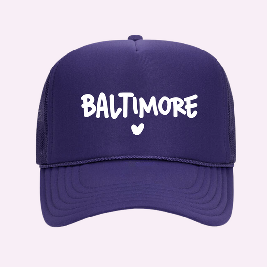 I LOVE BALTIMORE ♡ printed trucker hat