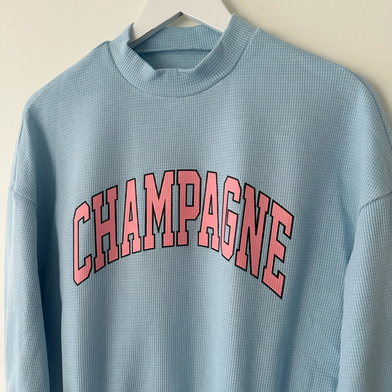 CHAMPAGNE ♡ mock neck waffle top