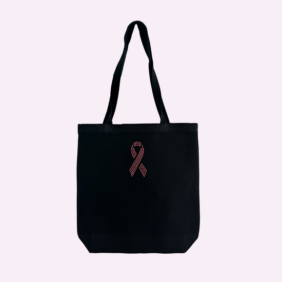 BCA SHINE ♡ black tote with pink rhinestone ribbon