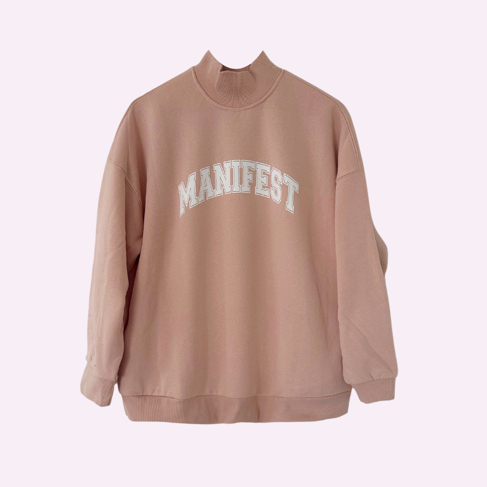 MANIFEST ♡ blush printed mock neck sweatshirt