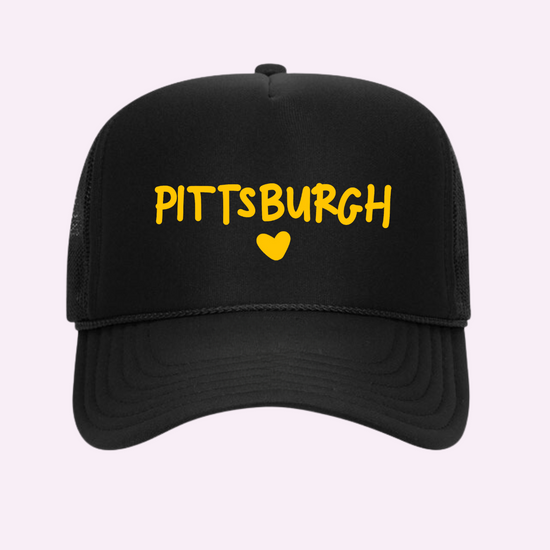 I LOVE PITTSBURGH ♡ printed trucker hat