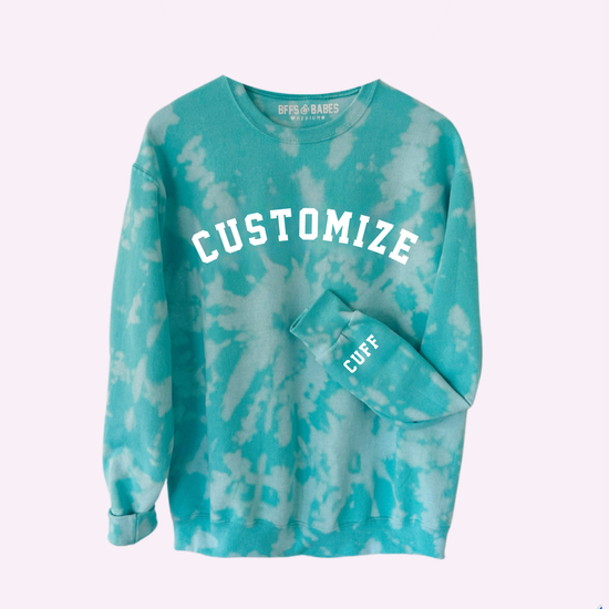 GO TEAM ♡ personalizable turqouise tie-dye sweatshirt