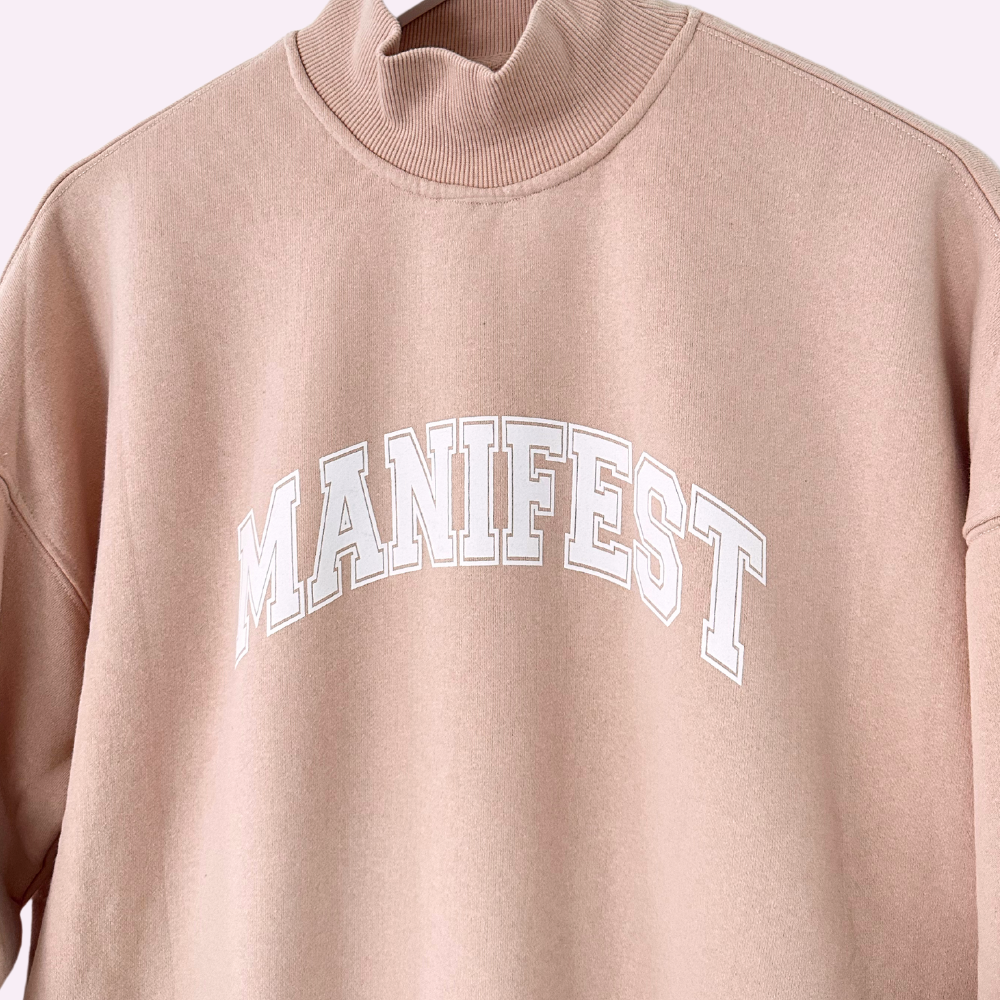 MANIFEST ♡ blush printed mock neck sweatshirt