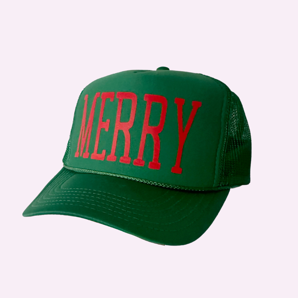 MERRY ♡ printed trucker hat