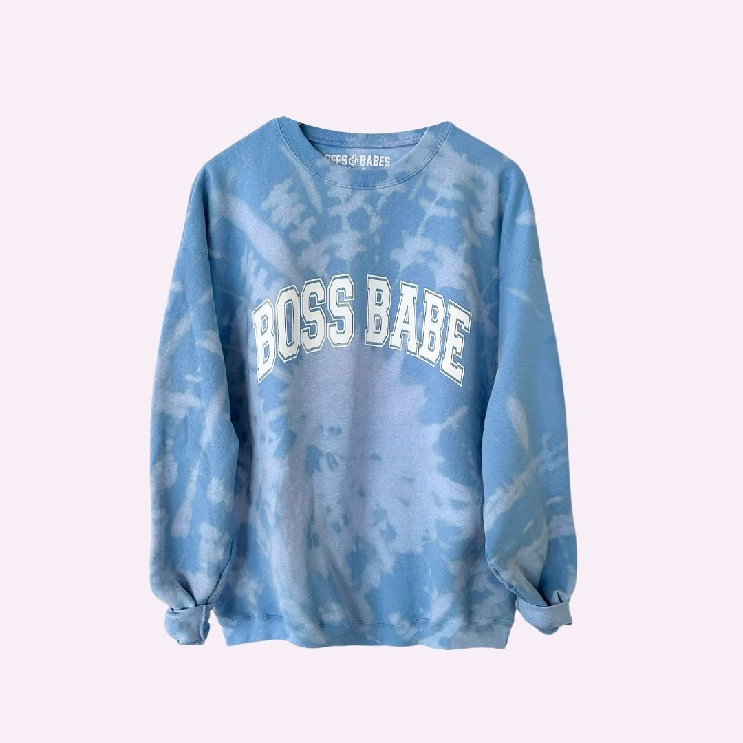 BOSS BABE ♡ blue tie-dye sweatshirt