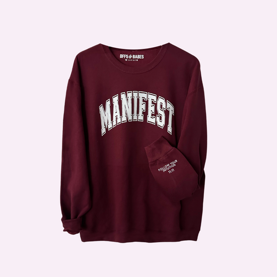 MANIFEST ♡ Jenna Crandall Collab burgundy sweatshirt