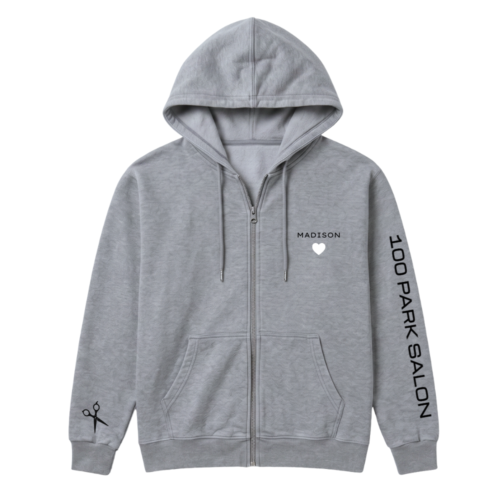 100 PARK SALON ♡ zip up hooded printed sweatshirt