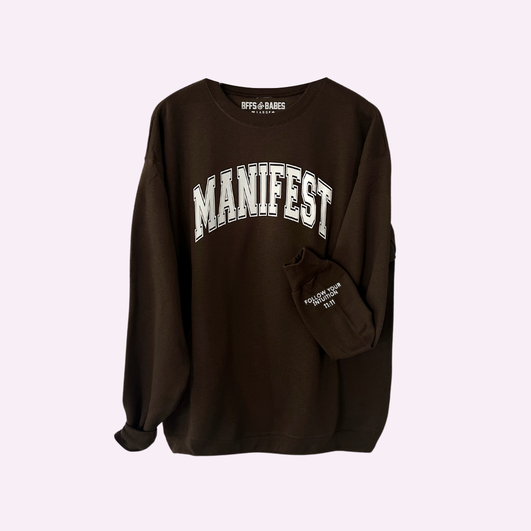 MANIFEST ♡ Jenna Crandall Collab brown sweatshirt