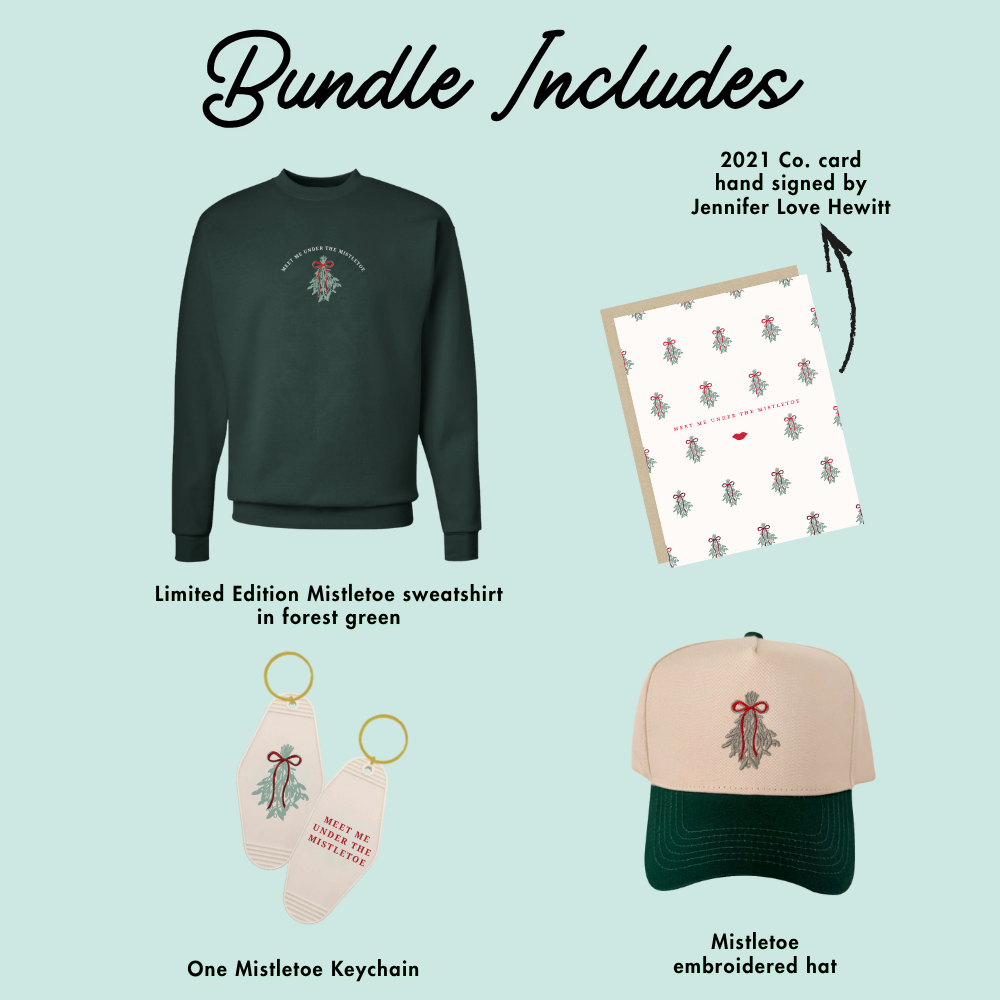 SIGNED MISTLETOE BUNDLE ♡ holiday junkie sweatshirt, hat, keychain & card bundle