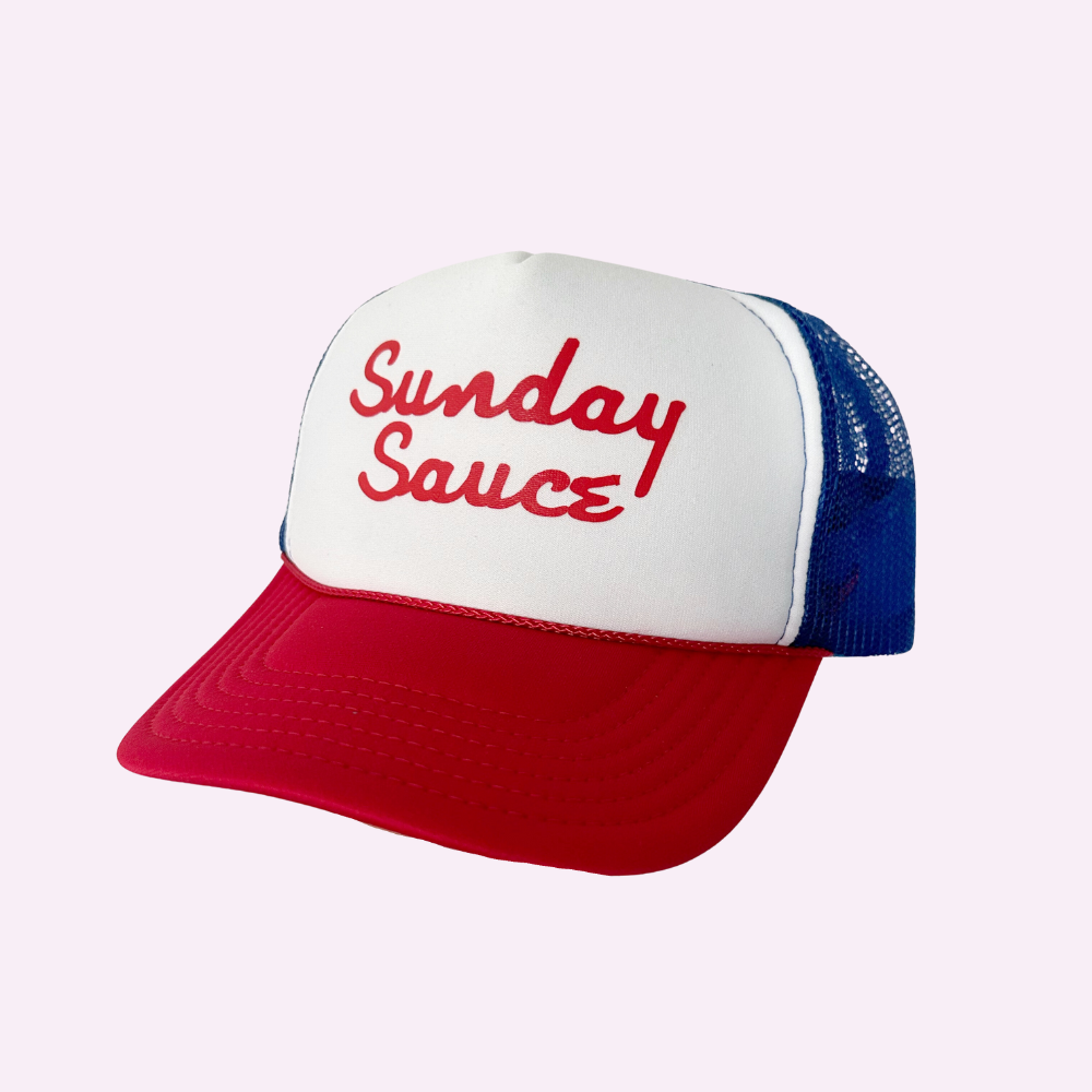 SUNDAY SAUCE ♡ printed trucker hat