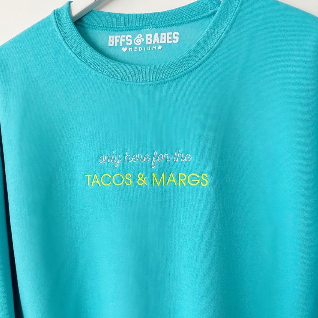 ONLY HERE STITCH ♡ turquoise embroidered sweatshirt