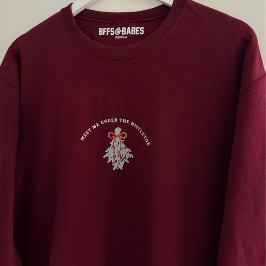 MISTLETOE ♡ holiday junkie x burgundy sweatshirt