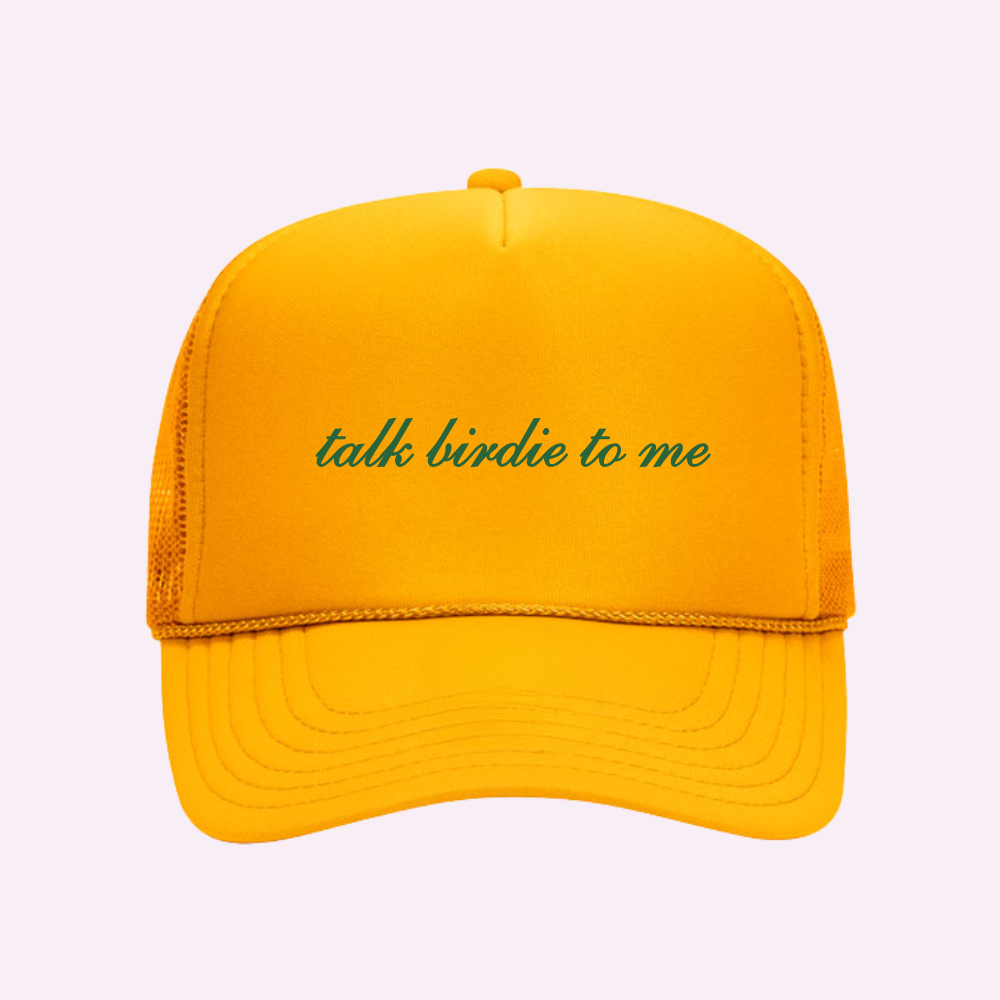 TALK BIRDIE ♡ printed trucker hat