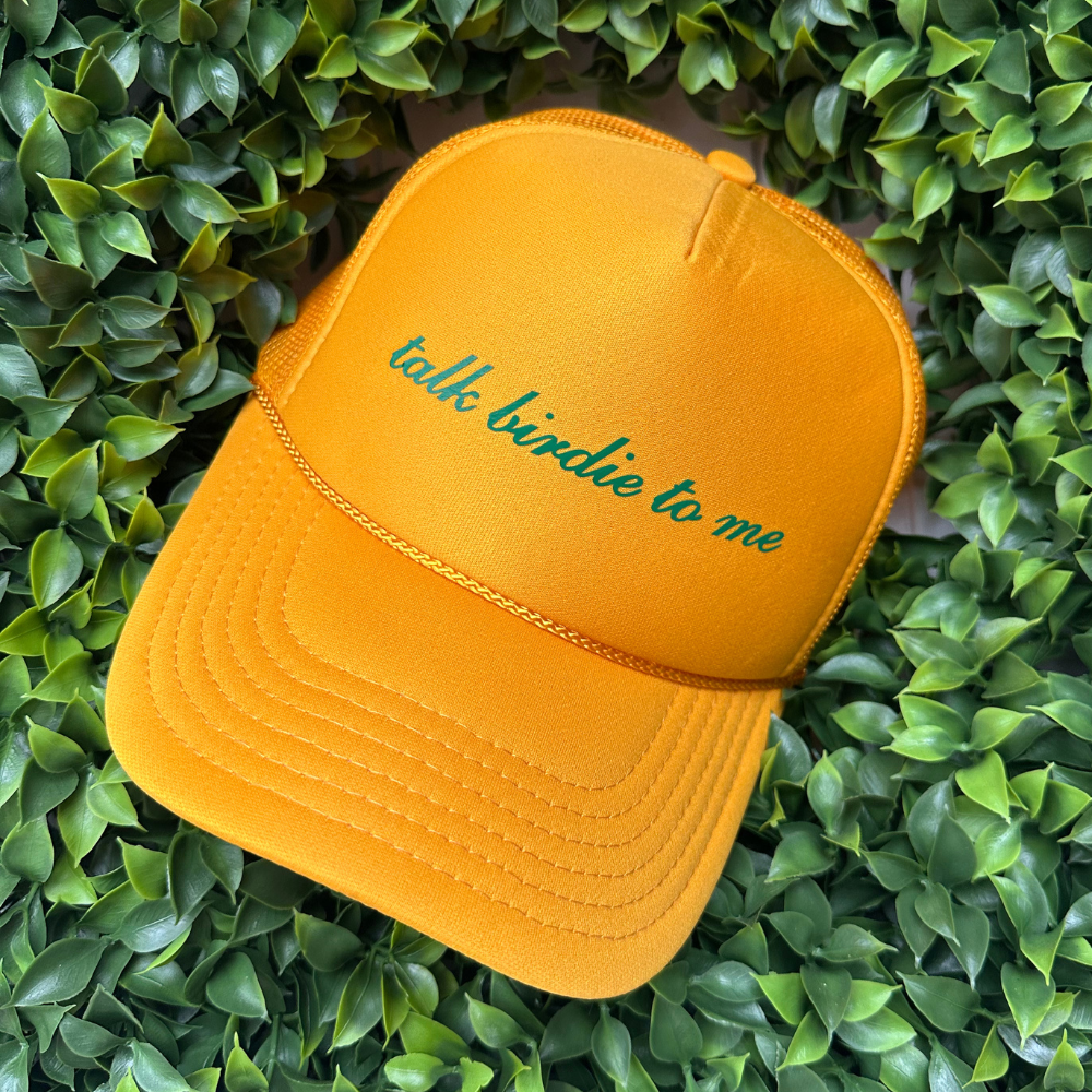 TALK BIRDIE ♡ printed trucker hat