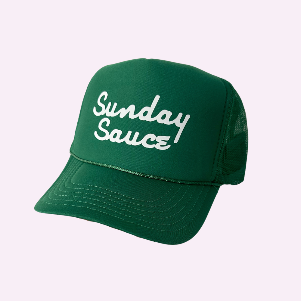 SUNDAY SAUCE ♡ printed trucker hat