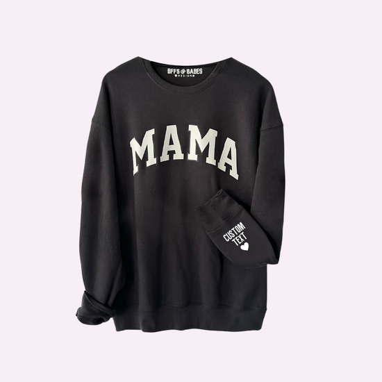 LOVE ON THE CUFF ♡ charcoal mama sweatshirt with personalized cuff