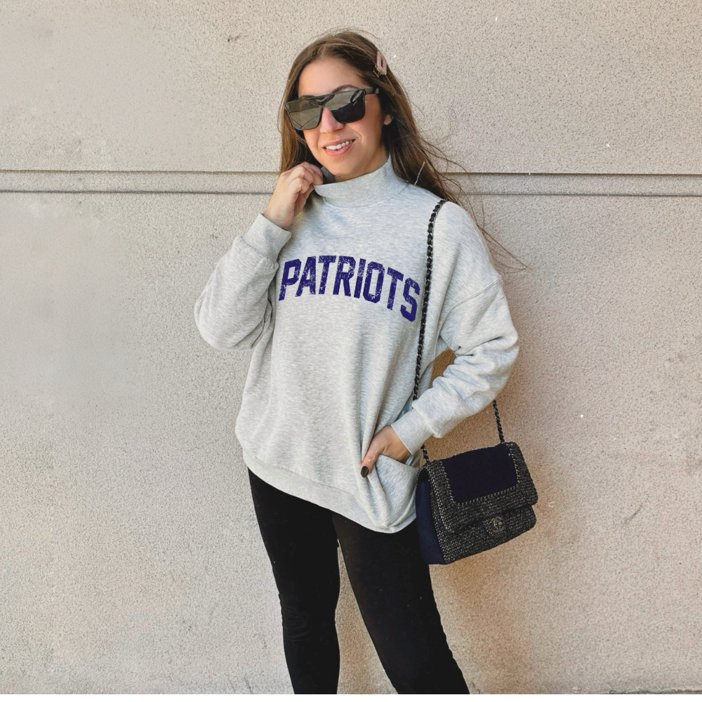 VINTAGE PRINT ♡ gray mock neck sweatshirt