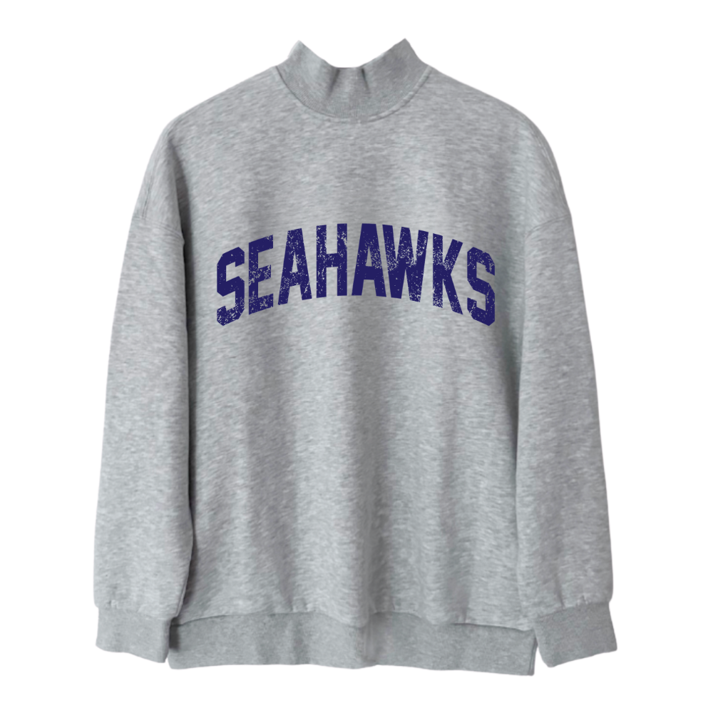 VINTAGE PRINT ♡ gray mock neck sweatshirt