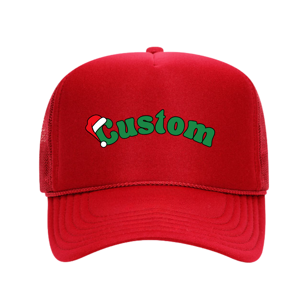 CUSTOM SANTA HAT ♡ printed trucker hat