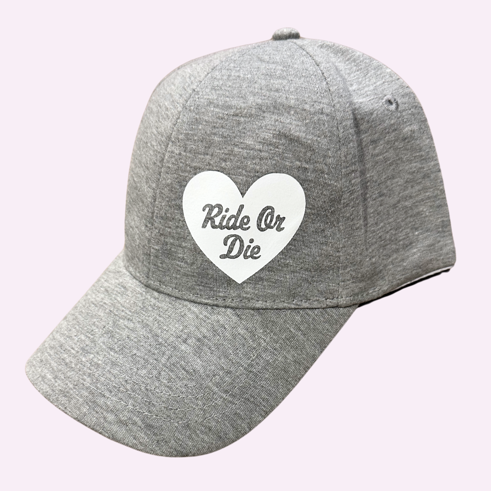 RIDE OR DIE CAP ♡ gray printed baseball cap