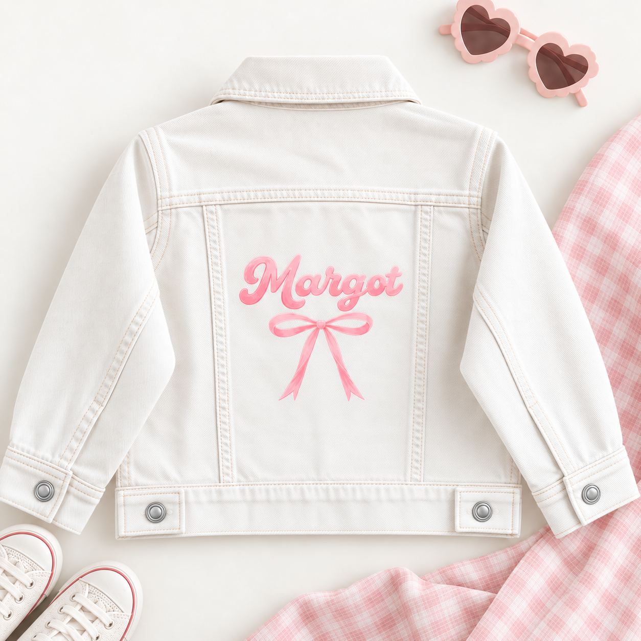 BOW JACKET ♡ custom name toddler denim jacket