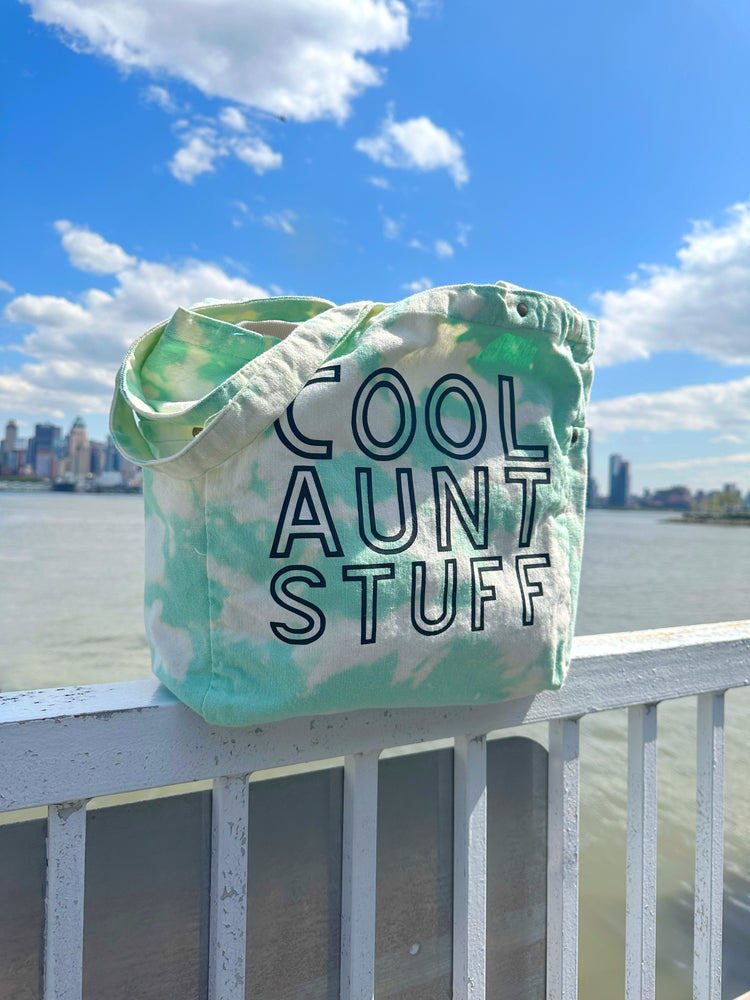 
                
                    Load image into Gallery viewer, COOL AUNT STUFF ♡ tie-dye open top tote
                
            