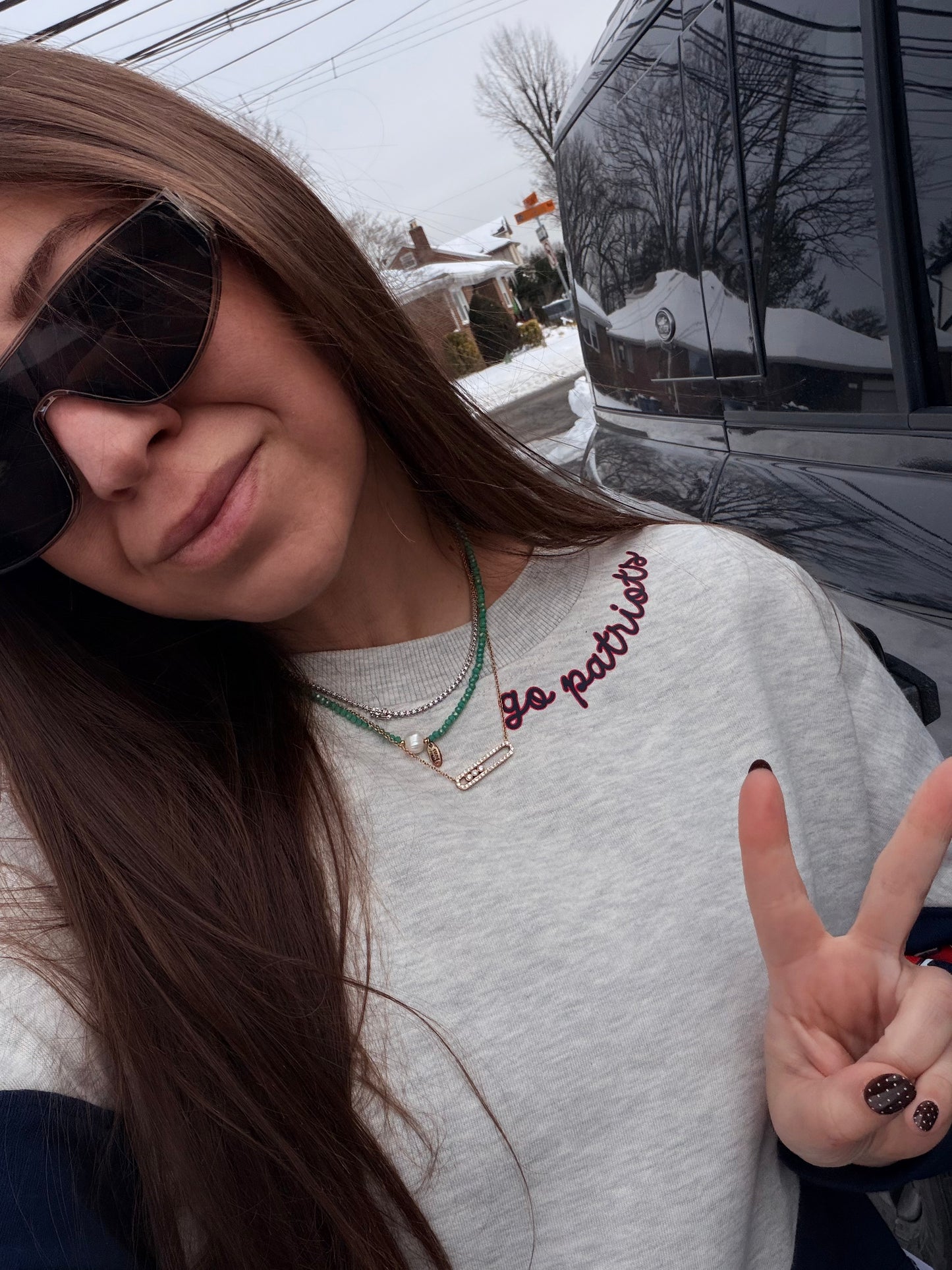 GO PATRIOTS ♡ colorblock drop shoulder sweatshirt with prints