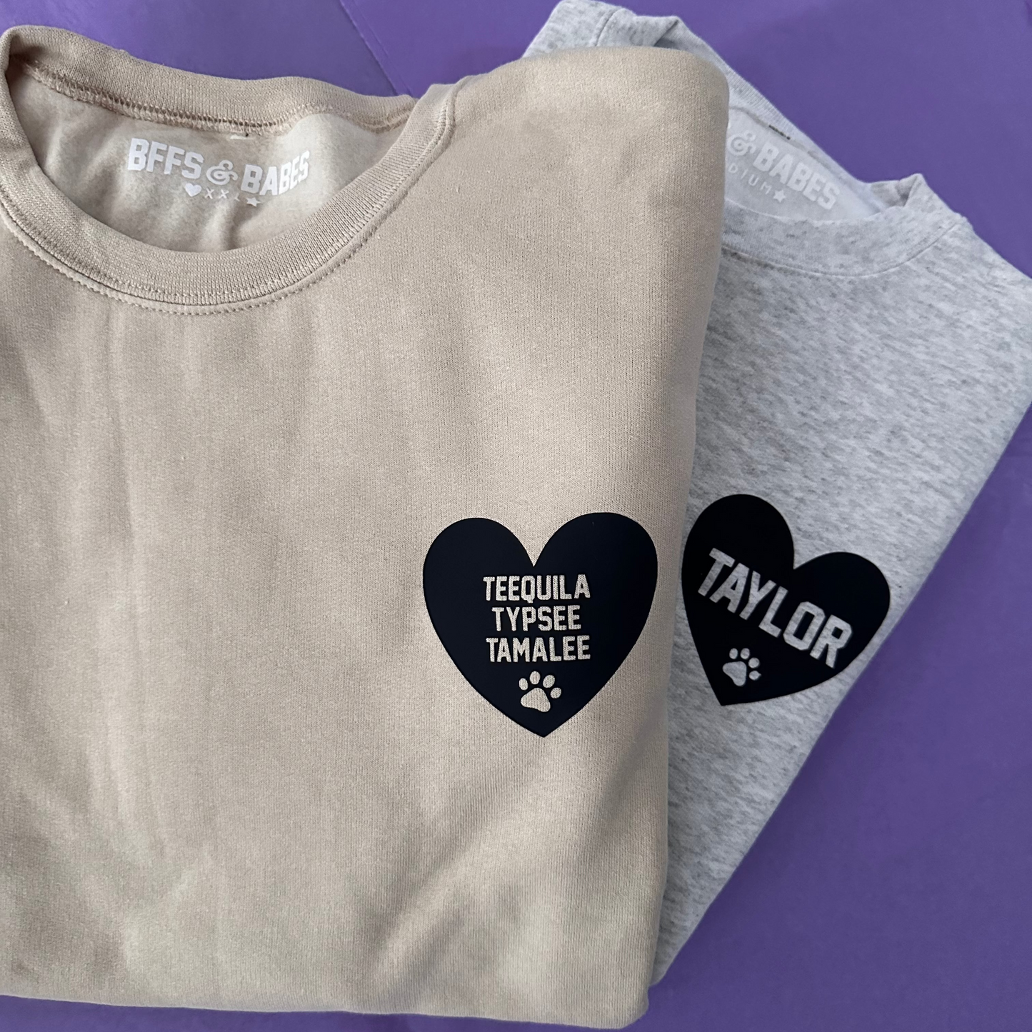 HEART U MOST ♡ beige personalizable sweatshirt with paw print