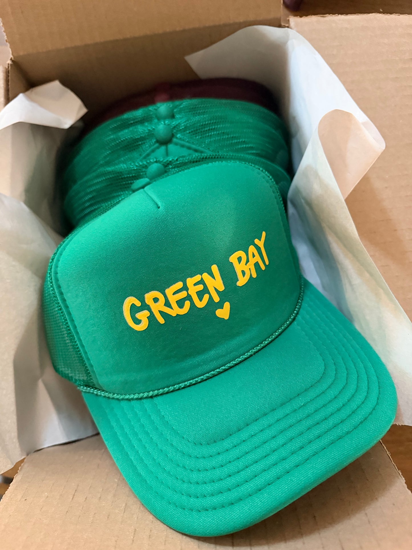 I LOVE GREEN BAY ♡ printed trucker hat