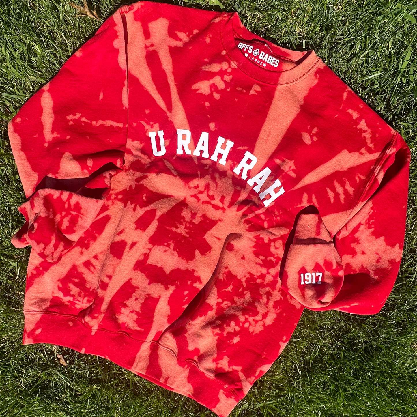 GO TEAM ♡ personalizable red tie-dye sweatshirt