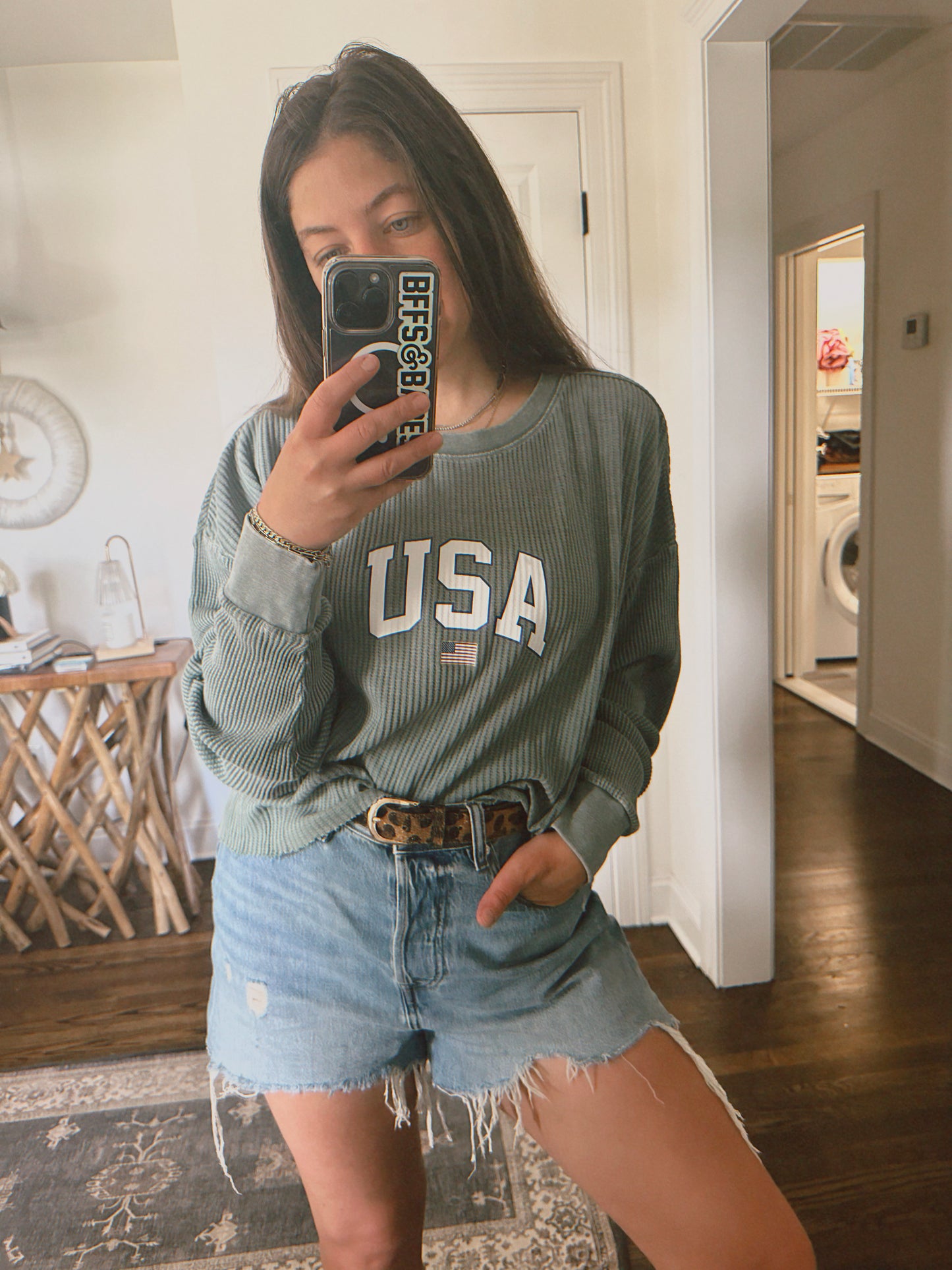 USA CROP ♡ printed thermal top