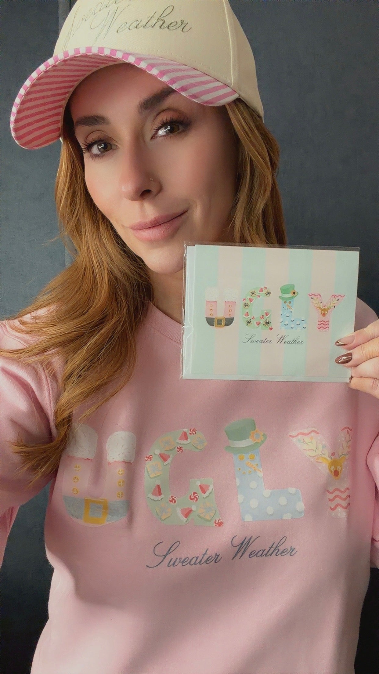 SWEATER WEATHER ♡ holiday junkie x pink sweatshirt