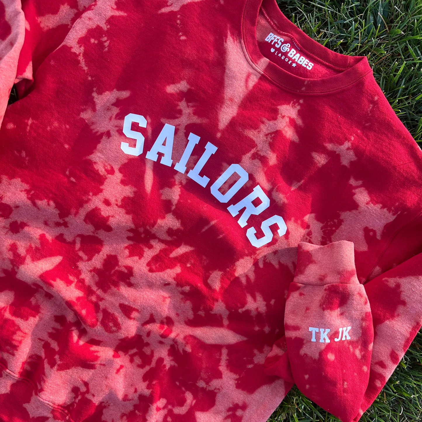 GO TEAM ♡ personalizable red tie-dye sweatshirt