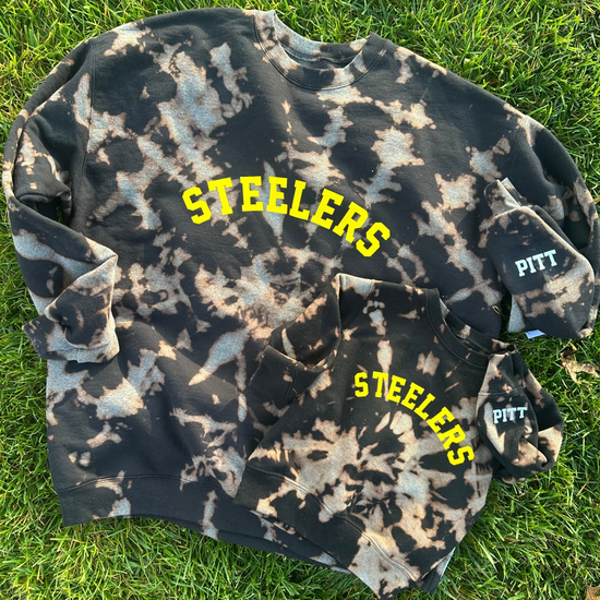 GO TEAM ♡ personalizable black/brown tie-dye sweatshirt