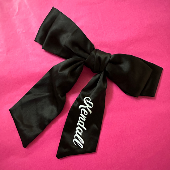 SATIN BOW ♡ black personalizable clip in bow