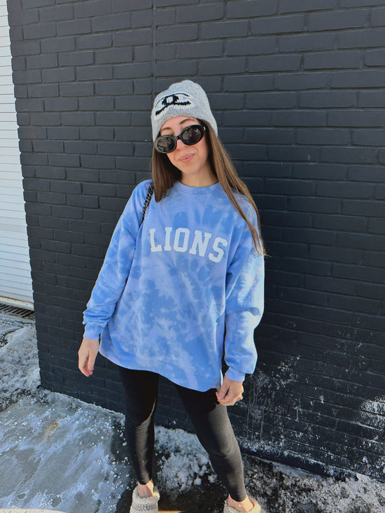 GO TEAM ♡ personalizable light blue tie-dye sweatshirt