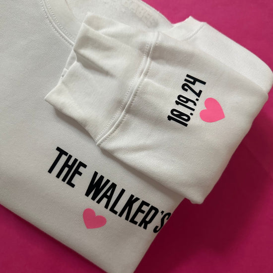 LOVE ON THE CUFF ♡ customizable white sweatshirt with personalized cuff