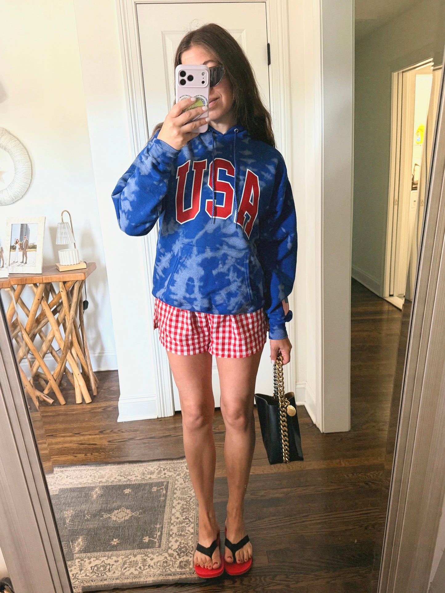 USA HOODIE ♡ tie-dye varsity hooded sweatshirt