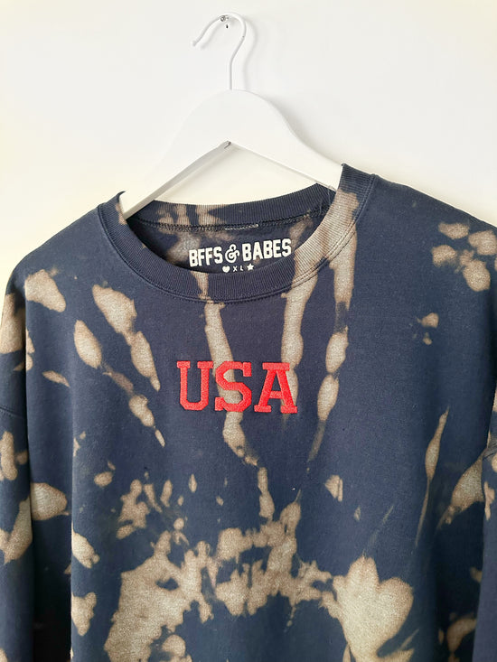 USA STITCH ♡ embroidered tie-dye sweatshirt