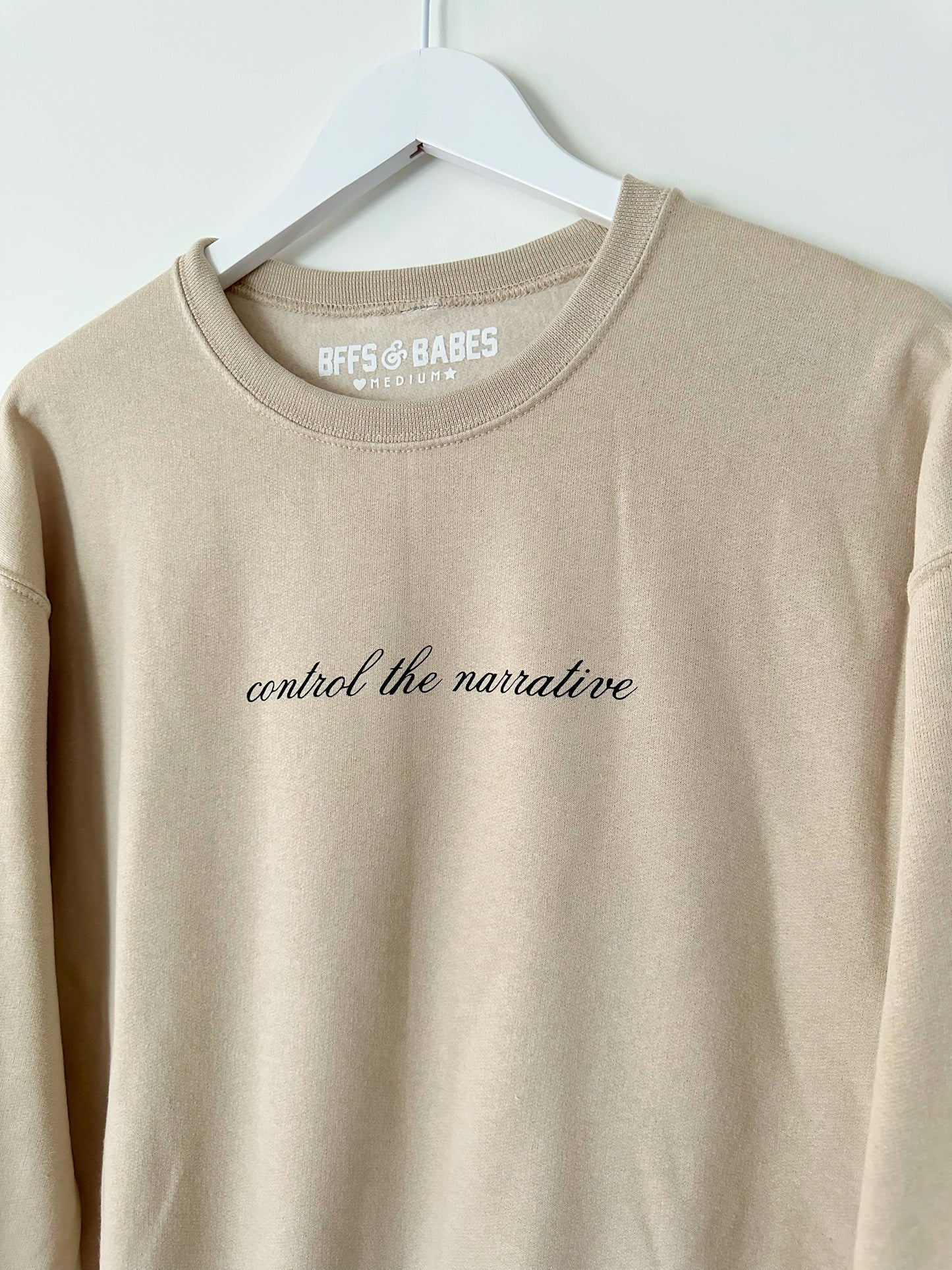 Load image into Gallery viewer, CONTROL THE NARRATIVE ♡ beige sweatshirt with print
